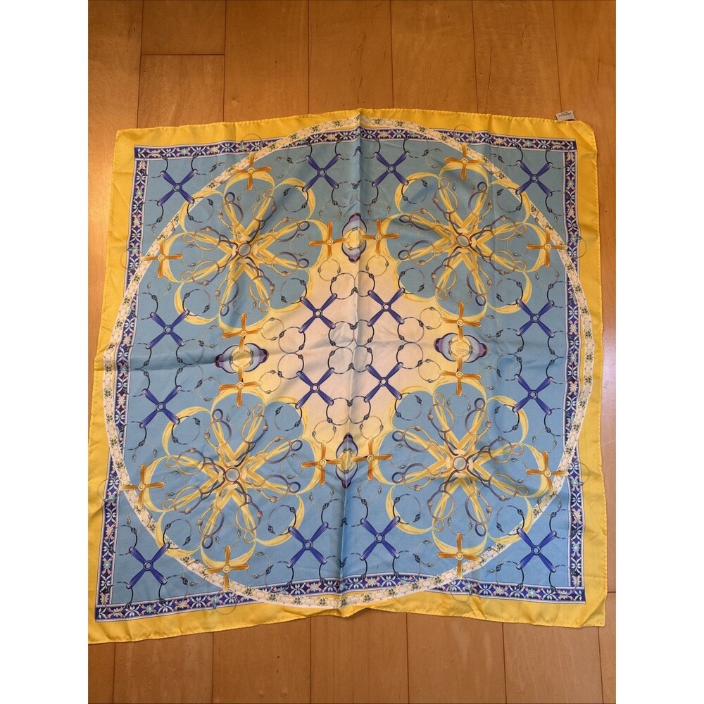 BLUE & YELLOW Cristella Milano 100% Silk Square Scarf
